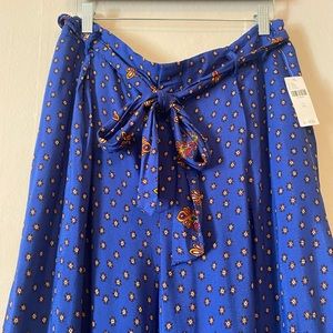 NWT-Anthropologie Blue Floral Wide Leg Pants